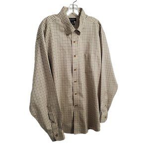 Brooks Brothers Mens Size XL Shirt Button Down 100% Cotton Non-Iron Brown Black